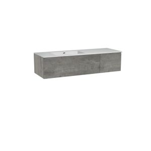 Storke Edge zwevend badmeubel 150 x 52 cm beton donkergrijs met Diva asymmetrisch linkse wastafel in composietmarmer