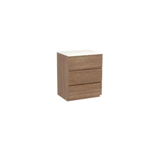 Storke Edge staand badmeubel 65 x 52 cm ruw eiken met Tavola enkel wastafelblad in solid surface