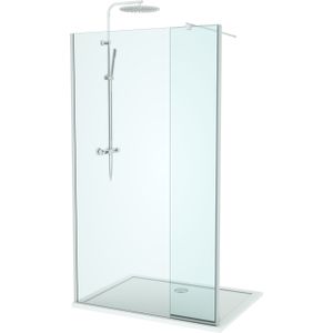 Linie Twist inloopdouche met beweegbare zijwand 120 x 200 cm helder glas glanzend chroom profiel