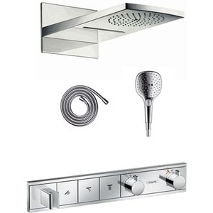 Hansgrohe Rainselect thermostatische inbouw regendoucheset met rechthoekige regendouchekop met waterval 44 x 21 cm glanzend chroom