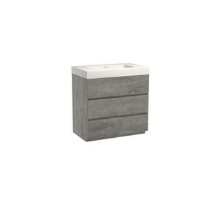 Storke Edge staand badmeubel 85 x 52 cm beton donkergrijs met Mata High enkele wastafel in solid surface