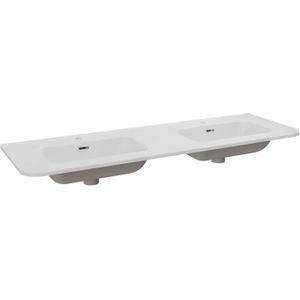 Storke Kera Soft dubbele wastafel mat witte porselein 140 x 46 cm