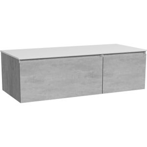 Storke Edge zwevend badmeubel 120 x 52 cm beton donkergrijs met Tavola enkel of dubbel wastafelblad in solid surface