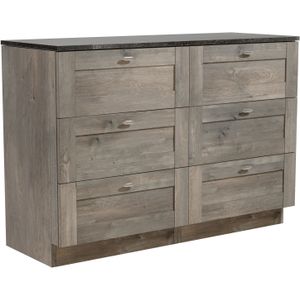 Linie Classo staand badmeubel 120 x 46 cm grijs eiken met Lado enkel of dubbel wastafelblad in leisteen grijze melamine