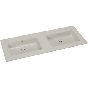 Storke Diva dubbele wastafel mat zijdegrijze top solid 130 x 52 cm
