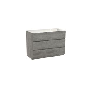 Storke Edge staand badmeubel 110 x 52 cm beton donkergrijs met Mata asymmetrisch rechtse wastafel in solid surface
