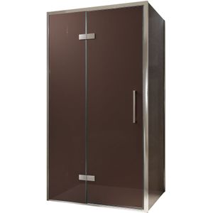 Balmani Senses Design douchecabine met linkse draaideur en vaste zijwand, 100 x 90 cm, Brons, Chroom profielen
