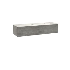 Storke Edge zwevend badmeubel 170 x 52 cm beton donkergrijs met Mata dubbele wastafel in solid surface