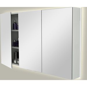 Storke Reflecta spiegelkast 130 x 75 cm hoogglans wit met spiegelverlichting