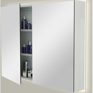 Storke Reflecta spiegelkast 100 x 75 cm hoogglans wit met spiegelverlichting