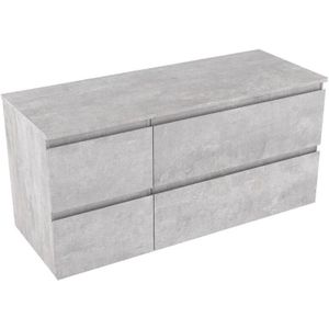 Linie Lado zwevend badmeubel 120 x 46 cm beton donkergrijs met Lado enkel of dubbel wastafelblad in melamine beton donkergrijs