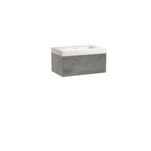 Storke Edge zwevend badmeubel 85 x 52 cm beton donkergrijs met Mata High enkele wastafel in solid surface