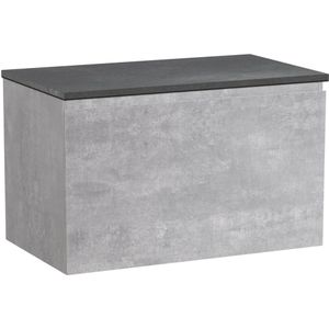 Linie Lado zwevend  80 x 46 cm beton donkergrijs met Lado enkel wastafelblad in melamine