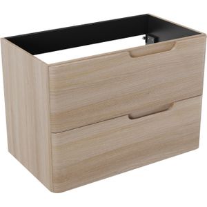 Linie Curvo zwevende wastafelonderkast 80 x 46 cm licht eiken 2 lades