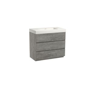 Storke Edge staand badmeubel 95 x 52 cm beton donkergrijs met Mata High enkele wastafel in solid surface