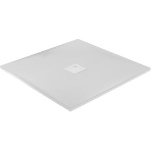 Balmani Vega douchebak 80 x 80 cm composietmarmer wit leisteenstructuur