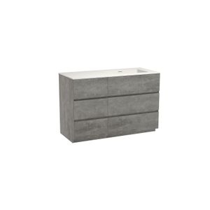 Storke Edge staand badmeubel 120 x 52 cm beton donkergrijs met Mata asymmetrisch rechtse wastafel in solid surface