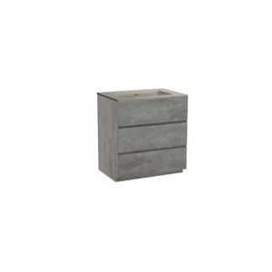 Storke Edge staand badmeubel 75 x 52 cm beton donkergrijs met Diva enkele wastafel in mat zijdegrijze top solid