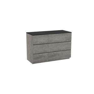 Storke Edge staand badmeubel 120 x 52 cm beton donkergrijs met Panton enkel of dubbel wastafelblad in mat zwarte gepoedercoate mdf