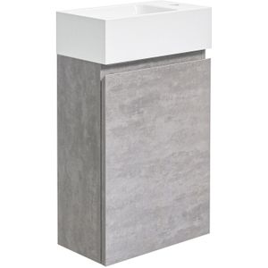 Linie Lado zwevend toiletmeubel 40 x 22 cm beton donkergrijs met Vano wastafel in glanzend composiet marmer