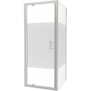SanyOne Anton douchecabine met draaideur en vaste zijwand, 80 x 90 cm, gestreept glas, witte profielen