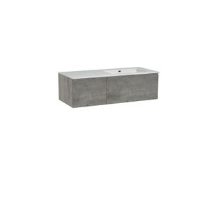 Storke Edge zwevend badmeubel 120 x 52 cm beton donkergrijs met Diva asymmetrisch rechtse wastafel in composietmarmer