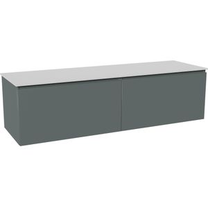 Balmani Sfera zwevend badmeubel 180 x 55 cm forest met Stretto enkel of dubbel wastafelblad in solid surface mat wit