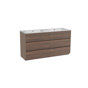 Storke Edge staand badmeubel 150 x 52 cm notenhout met Diva dubbele wastafel in