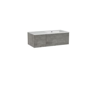 Storke Edge zwevend badmeubel 110 x 52 cm beton donkergrijs met Diva asymmetrisch rechtse wastafel in composietmarmer