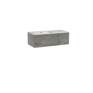 Storke Edge zwevend badmeubel 110 x 52 cm beton donkergrijs met Diva asymmetrisch linkse wastafel in composietmarmer