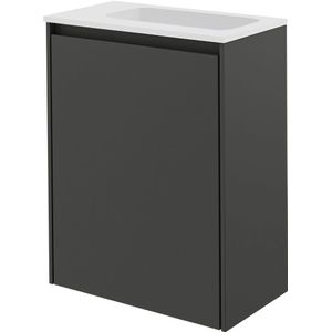 Storke Edge zwevend toiletmeubel 40 x 22 cm mat zwart met Fina wastafel in matte Solid Surface