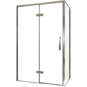 Balmani Senses Design douchecabine met linkse draaideur en vaste zijwand, 120 x 100 cm, Helder glas, Chroom profielen