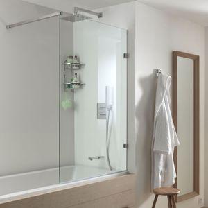 Luca Varess Solid enkele badwand 95 cm helder glas glanzend chroom profiel