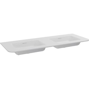 Storke Mata Soft dubbele wastafel mat witte solid surface 120 x 46 cm