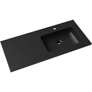 Linie Vano asymmetrisch rechtse wastafel mat zwarte composietmarmer 100 x 46 cm
