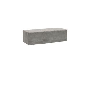Storke Edge zwevend badmeubel 130 x 52 cm beton donkergrijs met Tavola enkel of dubbel wastafelblad in mat wit/zwart terrazzo