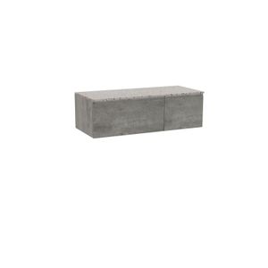 Storke Edge zwevend badmeubel 120 x 52 cm beton donkergrijs met Tavola enkel of dubbel wastafelblad in mat wit/zwart terrazzo