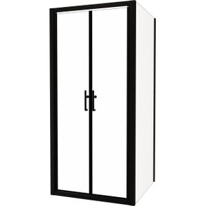 Linie Cadiz douchecabine met pendeldeur en vaste zijwand, 90 x 80 cm, helder glas, zwarte profielen