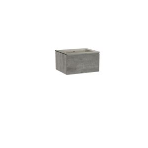 Storke Edge zwevend badmeubel 65 x 52 cm beton donkergrijs met Diva enkele wastafel in mat zijdegrijze top solid