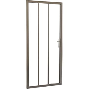 Linie Cadiz driedelige douche schuifdeur 90 cm x 190 cm Helder glas geborsteld chroom profiel