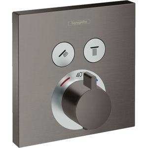 Hansgrohe Showerselect S inbouw thermostaat 2 uitgangen brushed black chrome