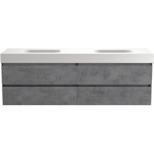 Balmani Lucida meubelset donkergrijs beton met Arcato wastafel 180x55cm zwevend