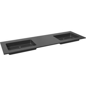 Storke Scuro dubbele wastafel mat kwarts 165 x 52 cm