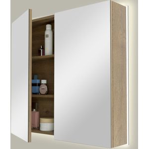 Linie Montro spiegelkast 80 x 75 cm naturel eiken met spiegelverlichting