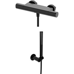 Blaufoss Eris thermostatische kraan muurmontage opbouw badkraan mat zwart