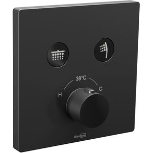 Blaufoss Smartbox Switch-line thermostatische kraan Inbouw regendoucheset met regendouchekop Ø30cm mat zwart