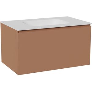 Balmani Sfera zwevend badmeubel 90 x 55 cm cotto met Tablo Arcato enkele wastafel in solid surface mat wit