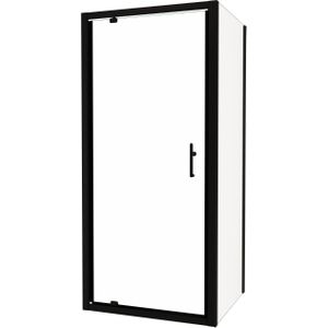Linie Cadiz douchecabine met draaideur en vaste zijwand, 80 x 90 cm, helder glas, zwarte profielen
