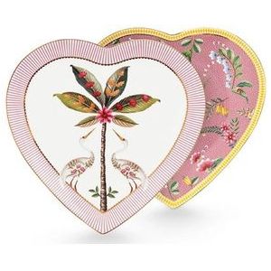 Pip Studio La Majorelle Hartvormige Borden - Roze - Porselein - Set van 2 - 21.5cm