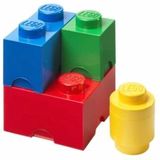 Opbergbox Lego Brick Multi-Pack Red Blue Yellow Green (4-Delig)